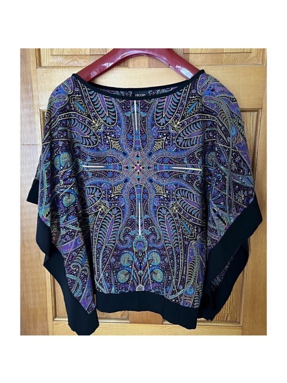 Nicole Miller Paisley Tunic Sz XS Flowy Whimsigoth Charmed Celestial Witchy